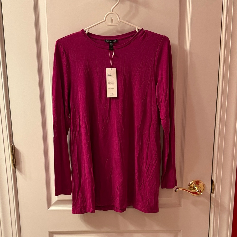 Eileen Fisher Magenta Long Sleeve Top
